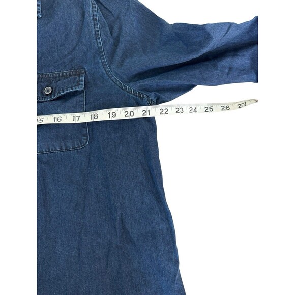 NYDJ Dark Blue Denim Button Down Shirt Chambray Western Casual Top Size Large - Picture 5 of 7